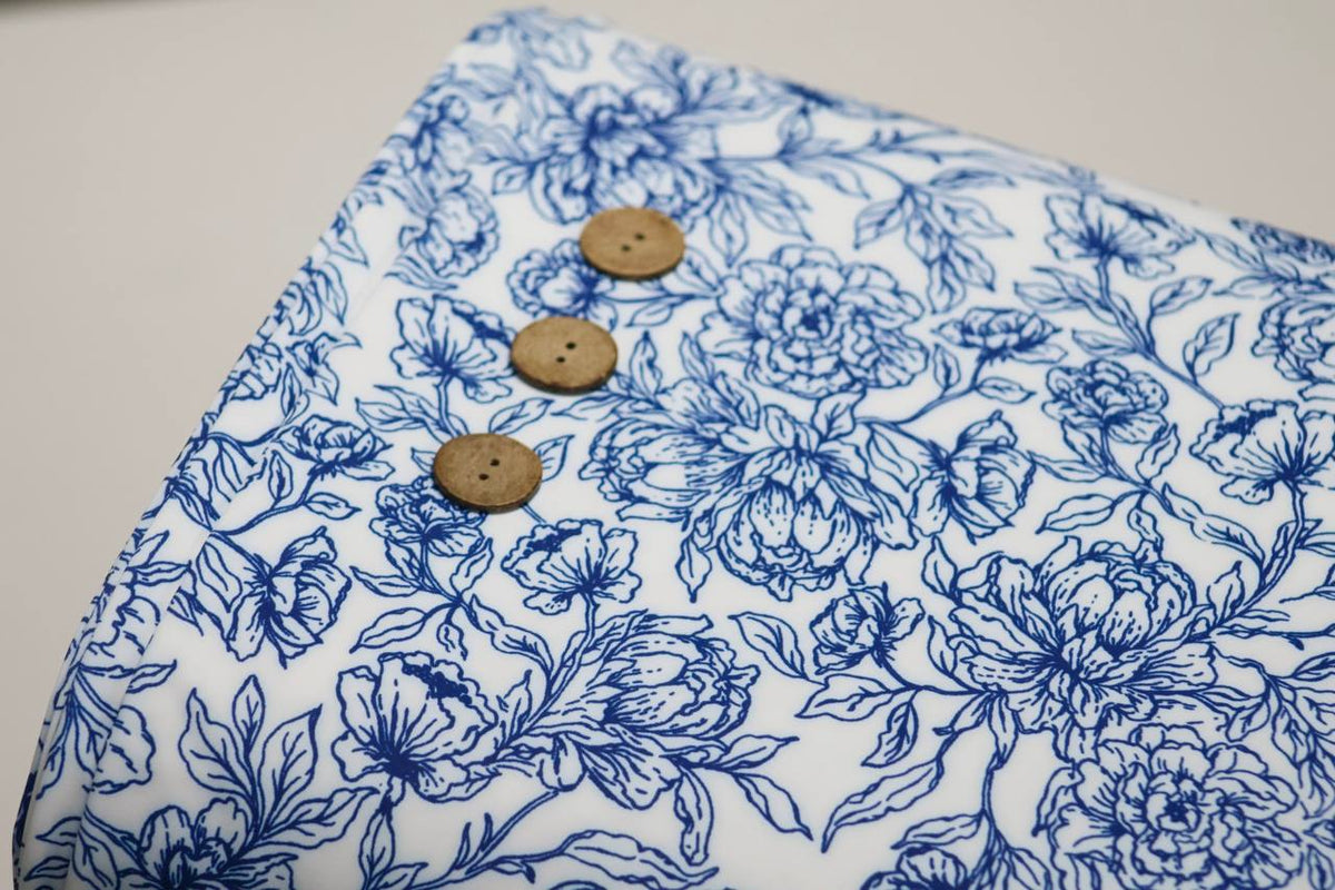 EXCLUSIVE Butter knit Cobolt dainty floral sketch by the half yard