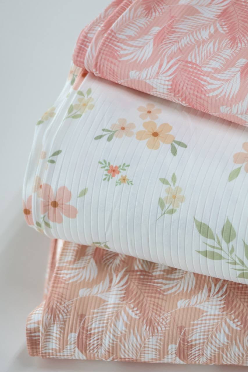 Exclusive Wide Rib White Subtle Blooms by the Half Yard