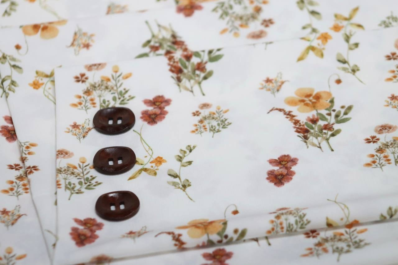 Cloud Poly White Fall Sprigs by the Half Yard