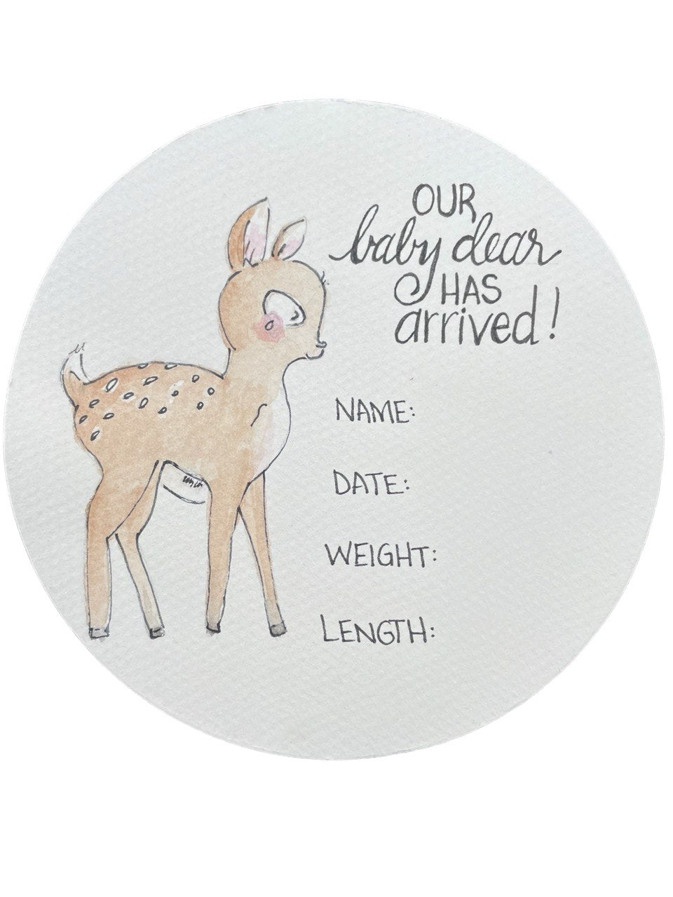 Hand Drawn Birth Stat “Baby Dear”
