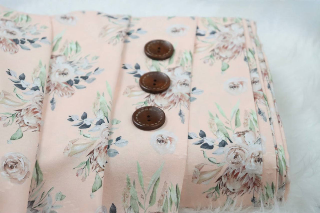 Peachy Boho floral by the half yard                                                                               Feather Poly or Diamond Swiss Dot