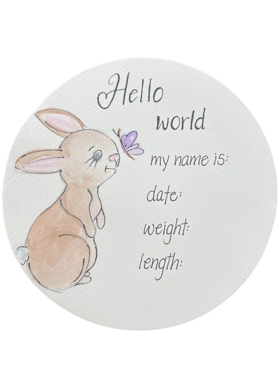 Hand Drawn Birth Stat “Bunny & Butterfly”