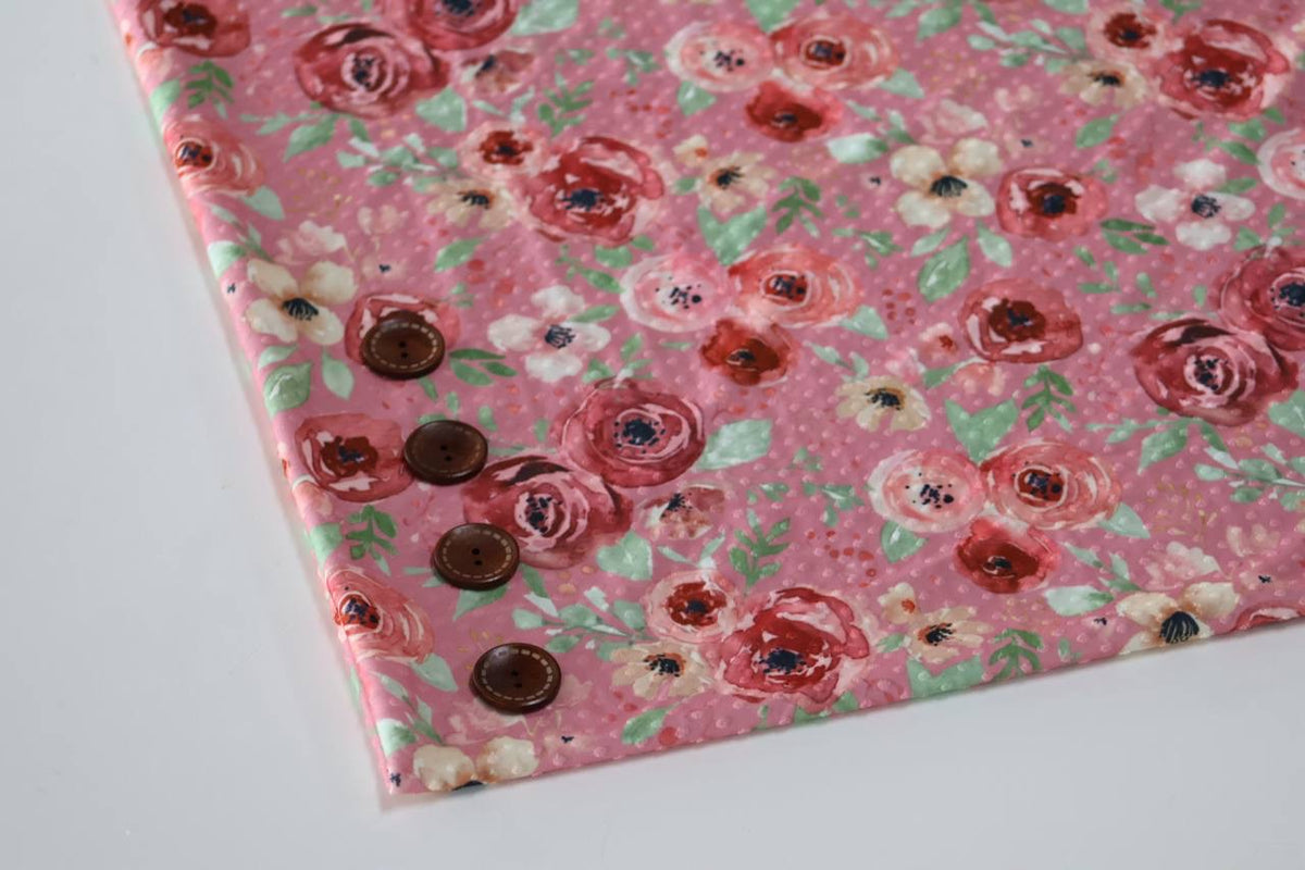 Exclusive Swiss Dot Knit Rose Berry Ranunculus by the Half Yard