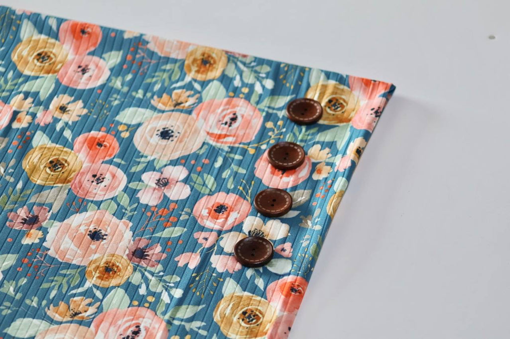 Exclusive Wide Rib Teal Mist Ranunculus by the Half Yard