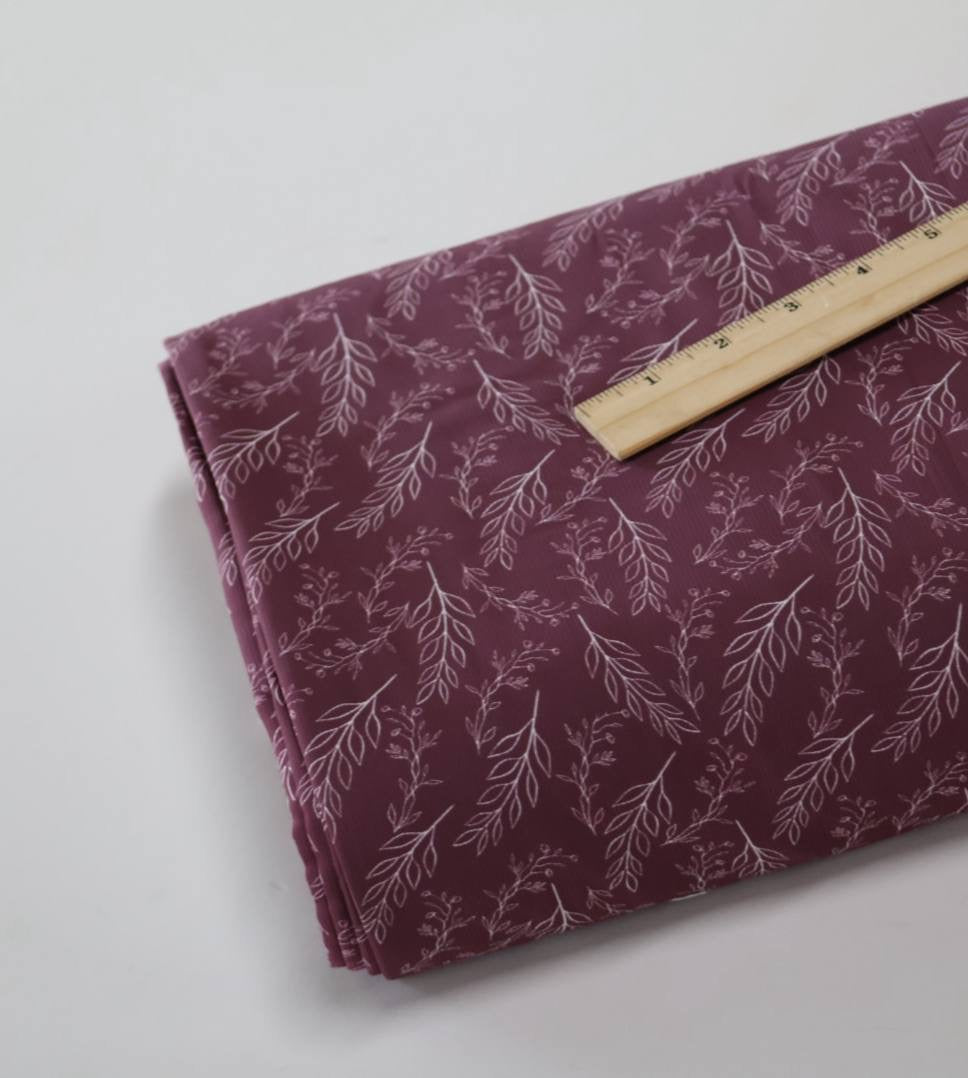 EXCLUSIVE Plum Poly Pinstripe Whispering Leaf by the Half Yard