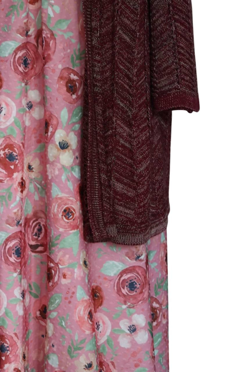 Exclusive Swiss Dot Knit Rose Berry Ranunculus by the Half Yard