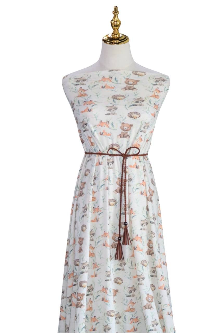 Cotton Spandex Woodland Animal by the half yard