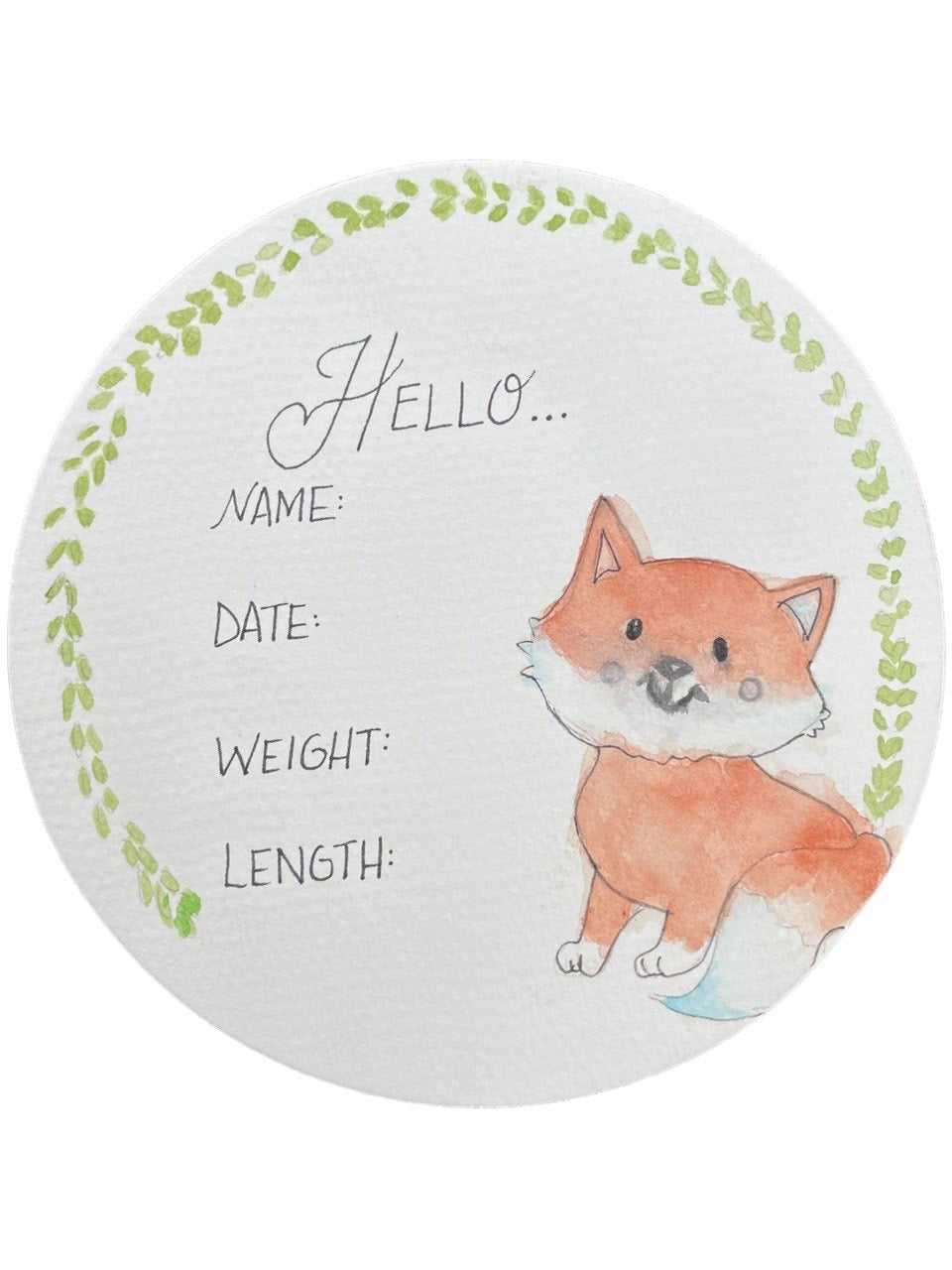 Hand Drawn Birth Stat “Fox”