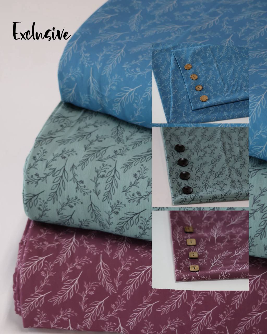 EXCLUSIVE  French blue Pineskin whispering leaf by the half yard