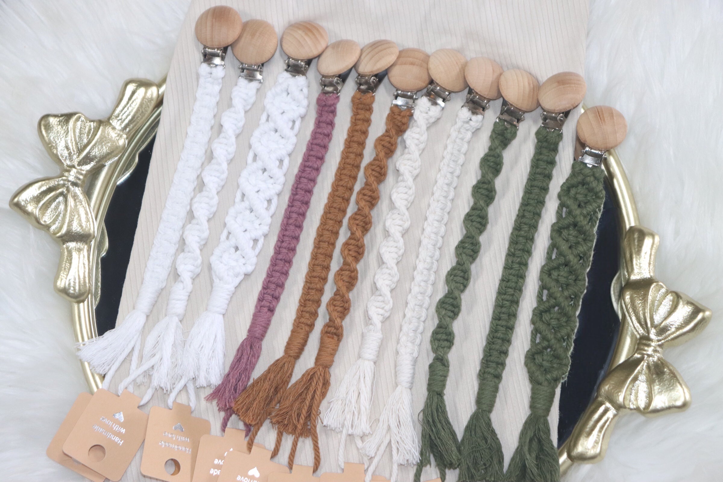 Handmade Macrame Pacifier Clips