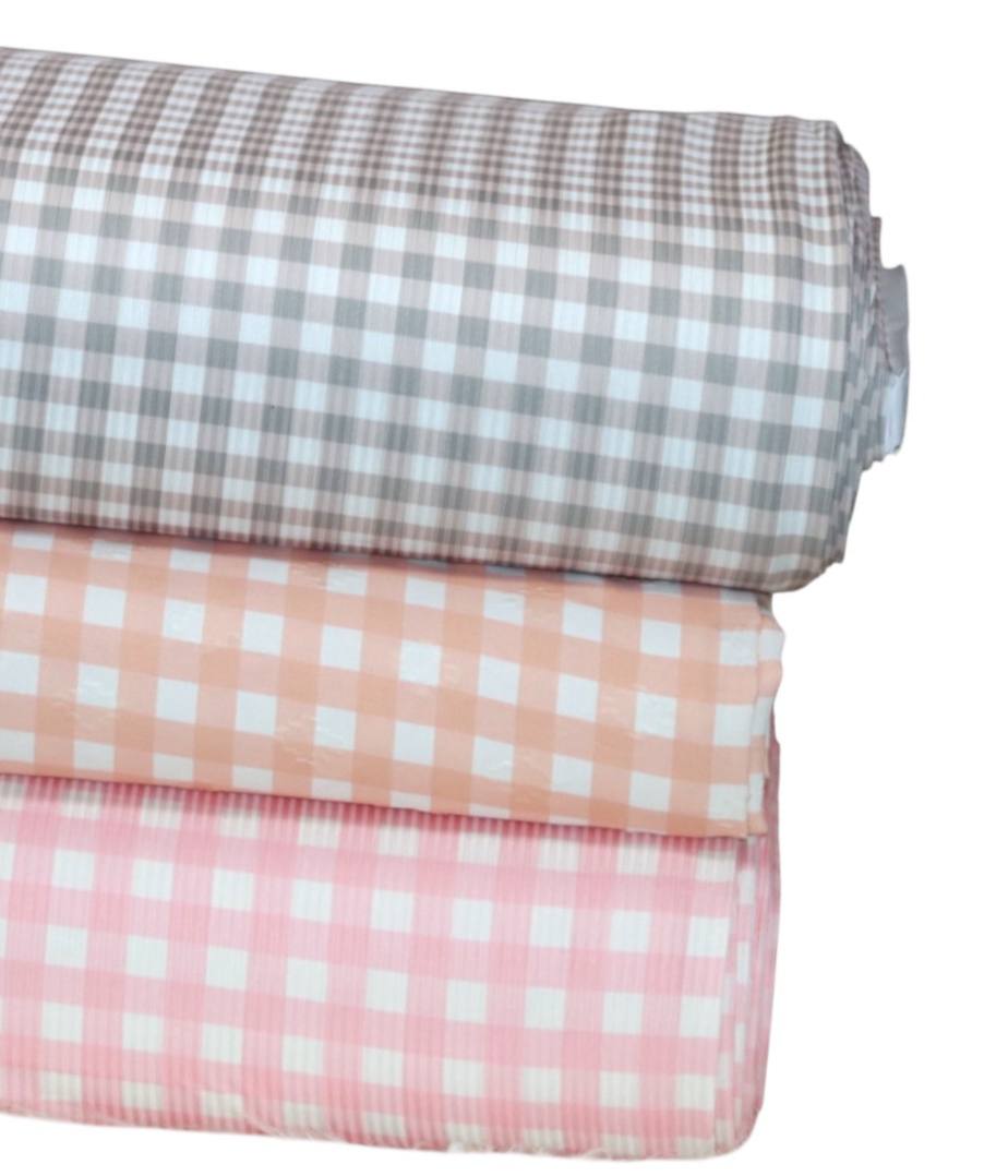 Narrow rib Sandstone gingham by the half yard