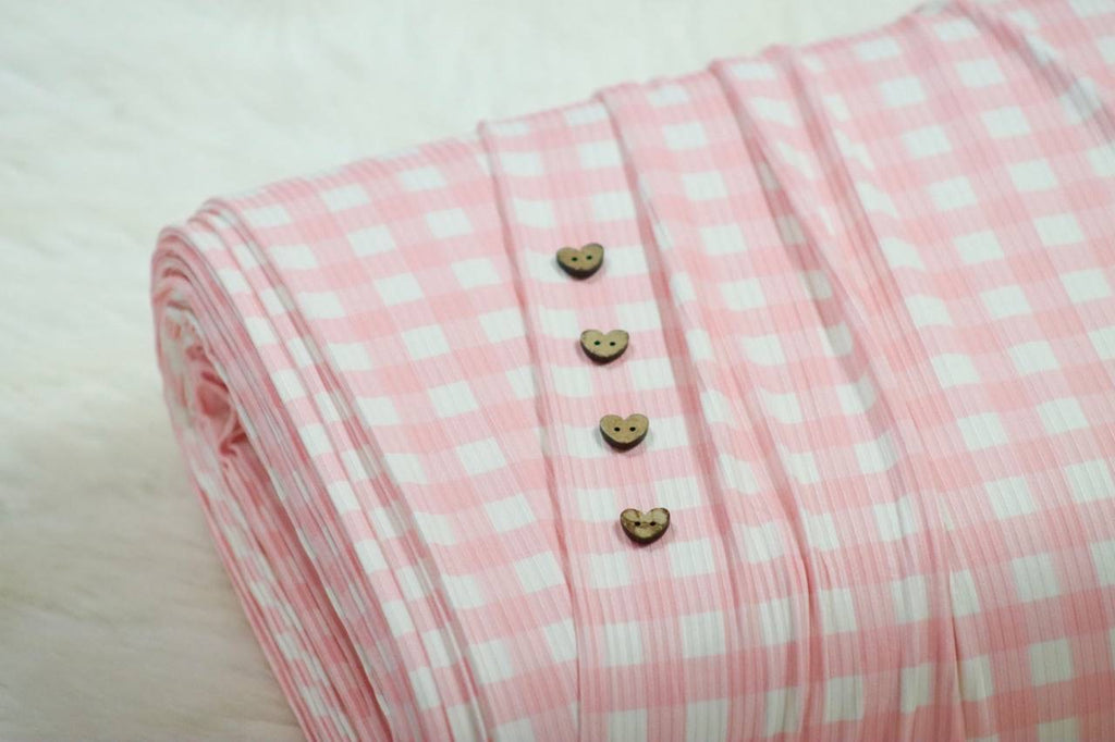 Narrow Rib Pretty Pink Gingham by the Half Yard