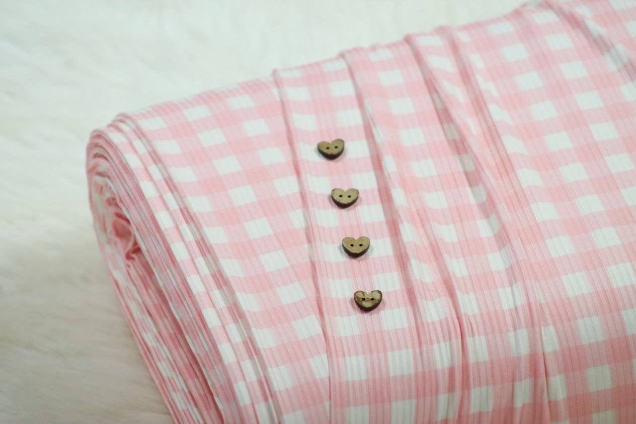 Narrow Rib Pretty Pink Gingham by the Half Yard