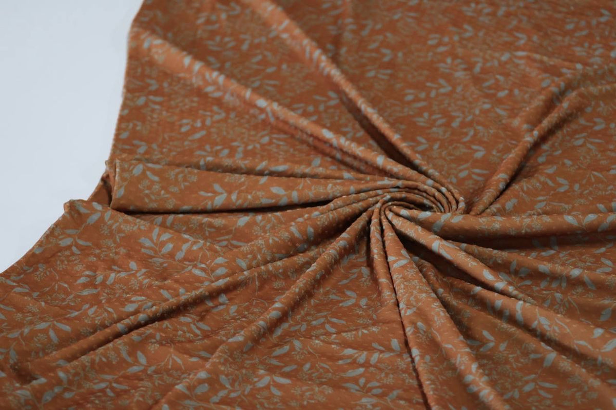 Exclusive Swiss dot Knit Pumpkin Elegant Leaf by the Half Yard