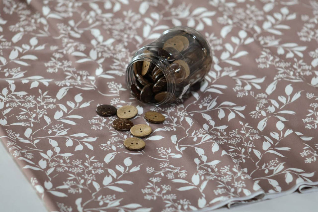 Exclusive Loulou Dusty Taupe Elegant Leaf by the Half Yard