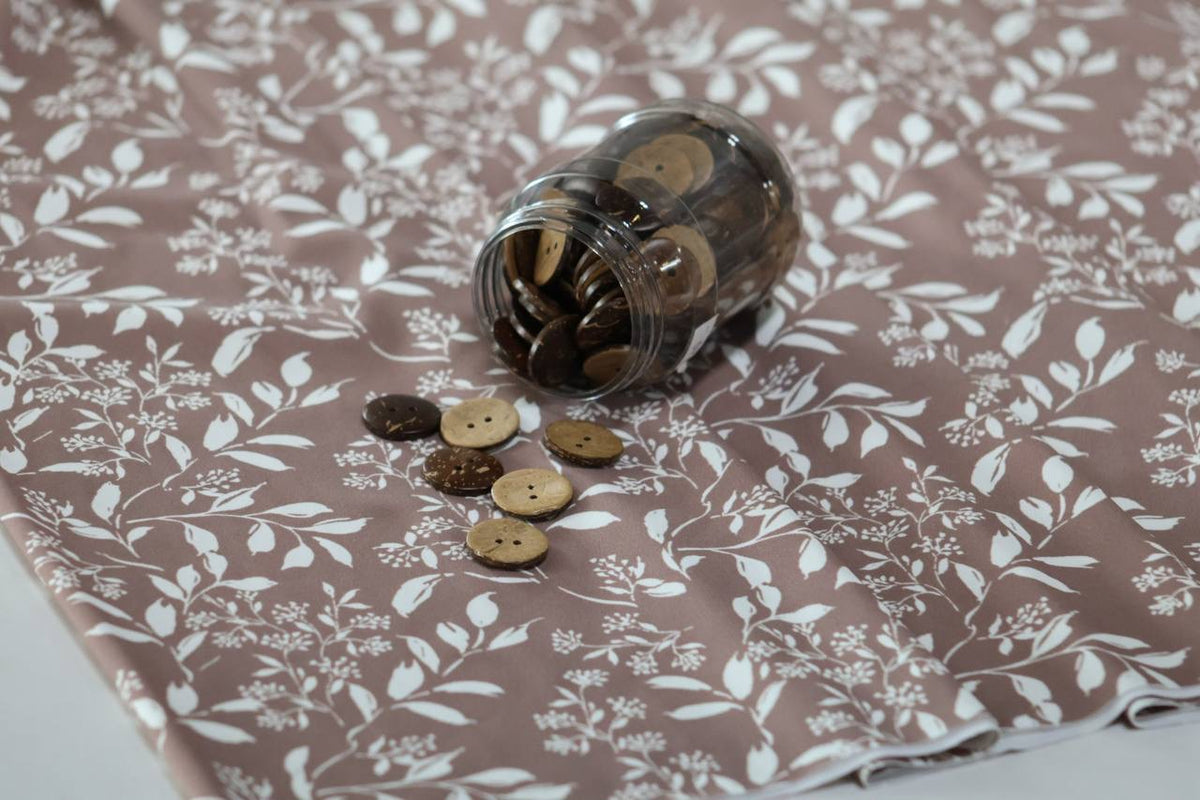 Exclusive Loulou Dusty Taupe Elegant Leaf by the Half Yard