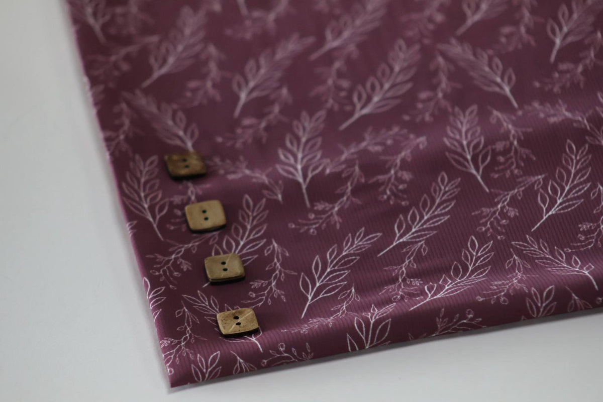 EXCLUSIVE Plum Poly Pinstripe Whispering Leaf by the Half Yard