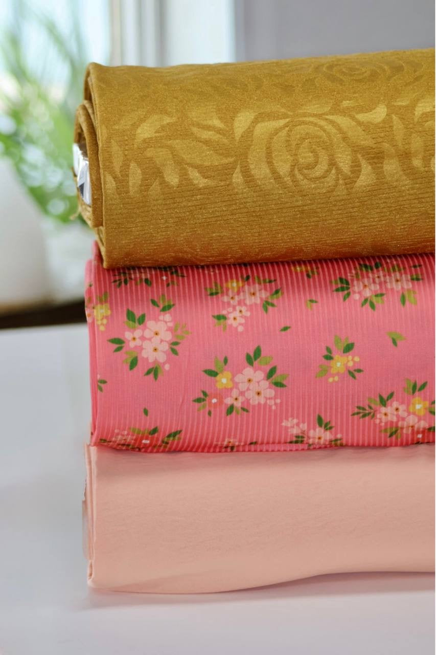 Exclusive Narrow Rib Coral Glow Blossoms by the Half Yard