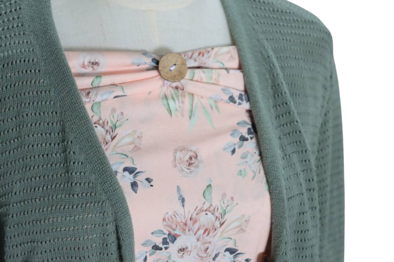 Peachy Boho floral by the half yard                                                                               Feather Poly or Diamond Swiss Dot