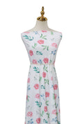 Narrow Rib White Pink Peony Design by the Half Yard