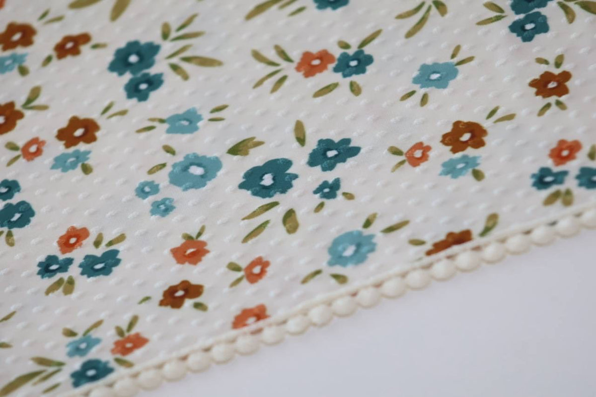 Exclusive Modern Teal & Terra-cotta Swiss Dot Knit by the Half Yard