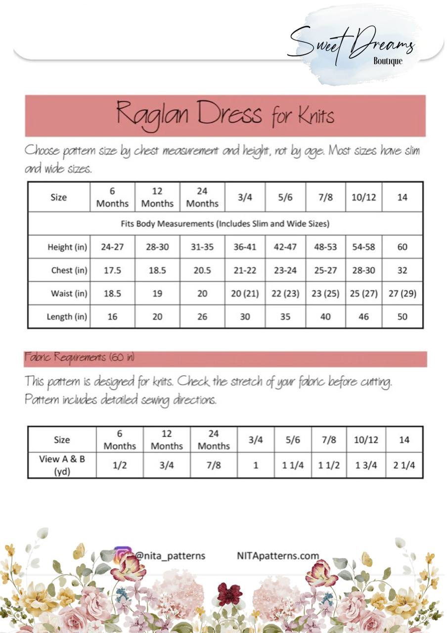 Nita “Raglan” Girls dress pattern