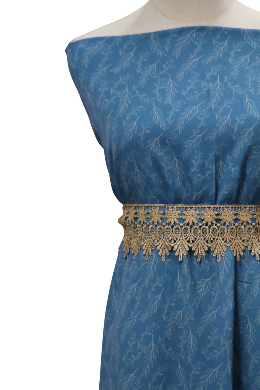 EXCLUSIVE  French blue Pineskin whispering leaf by the half yard