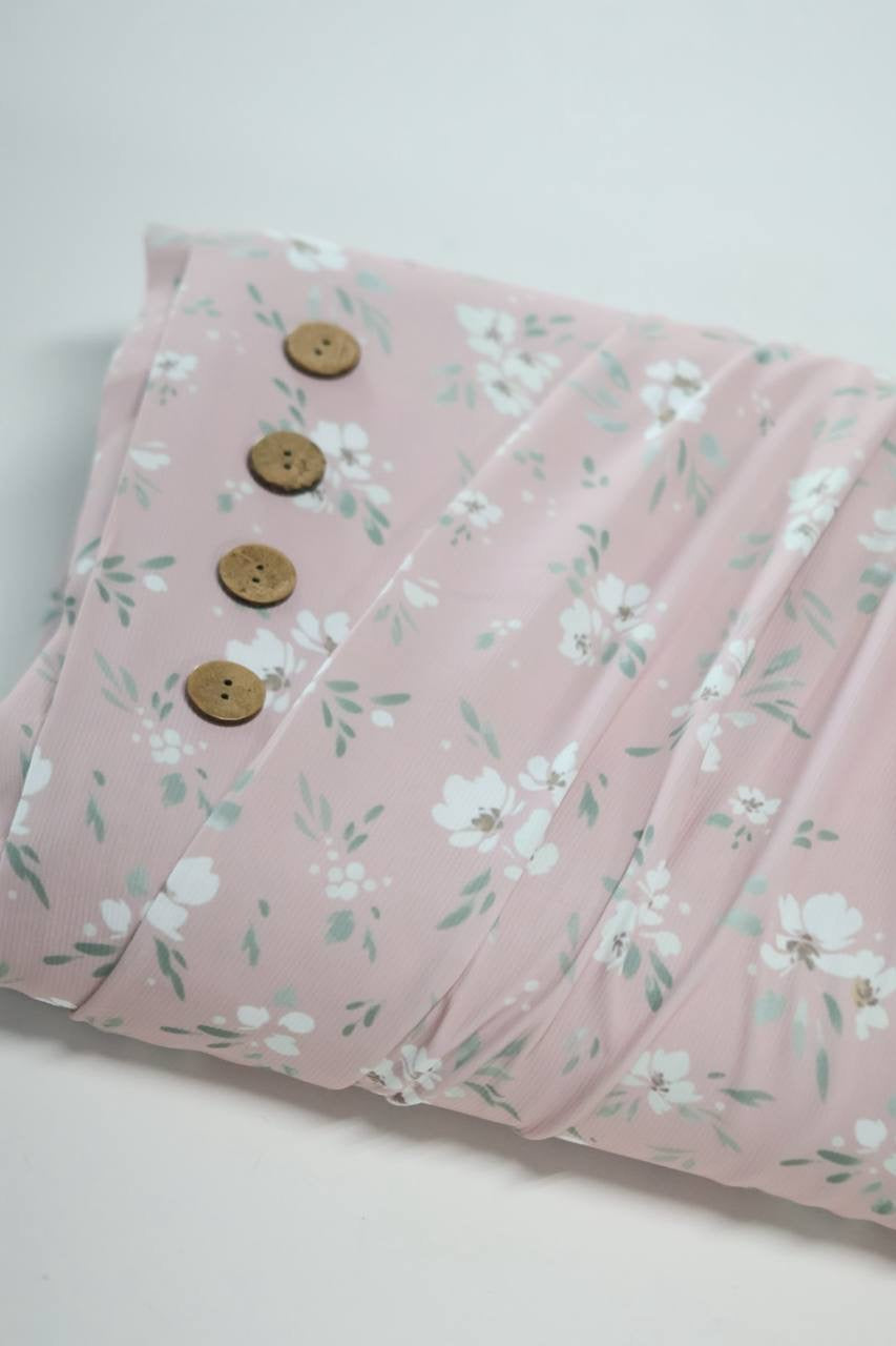 Exclusive Poly Pinstripe Rosewater Painted Cosmos by the Half Yard