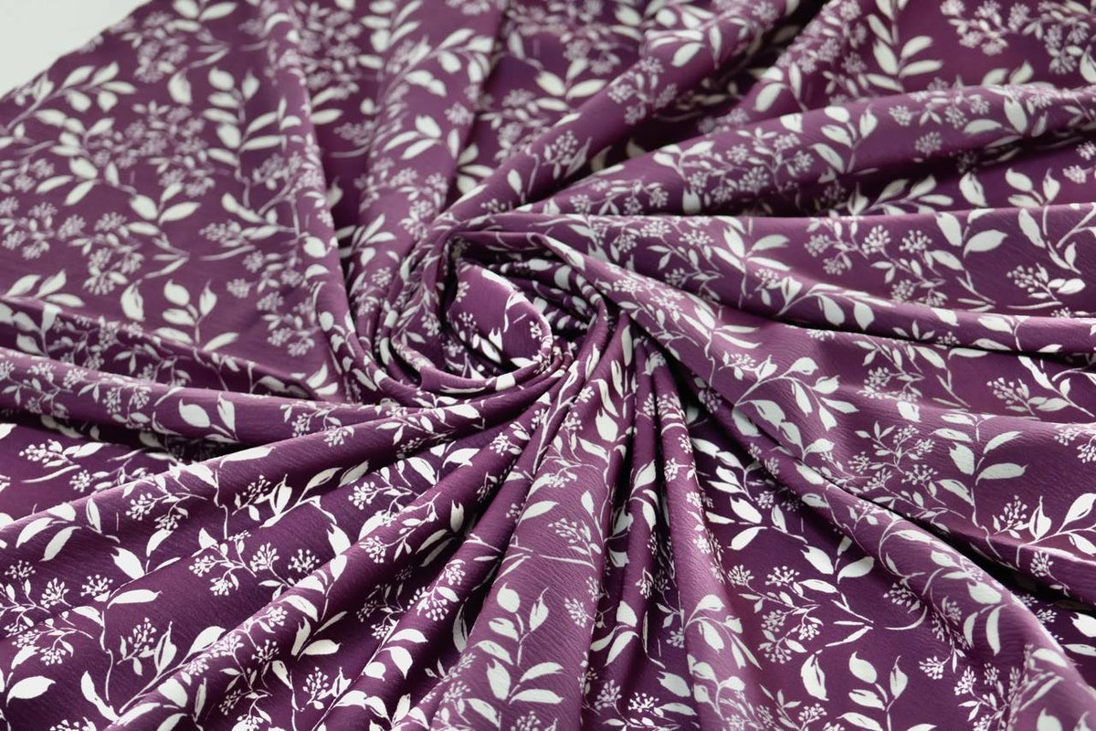 Exclusive Pineskin Velvet Plum Elegant Leaf by the Half Yard