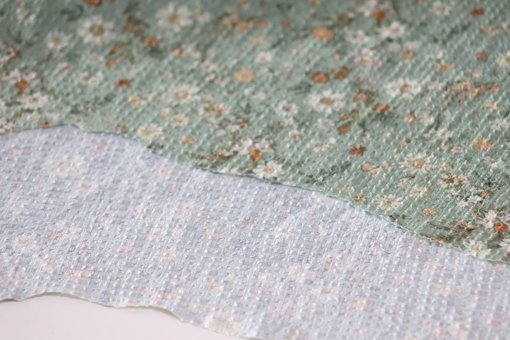 Exclusive Pucker Poly Sage Vintage daisy by the Half Yard