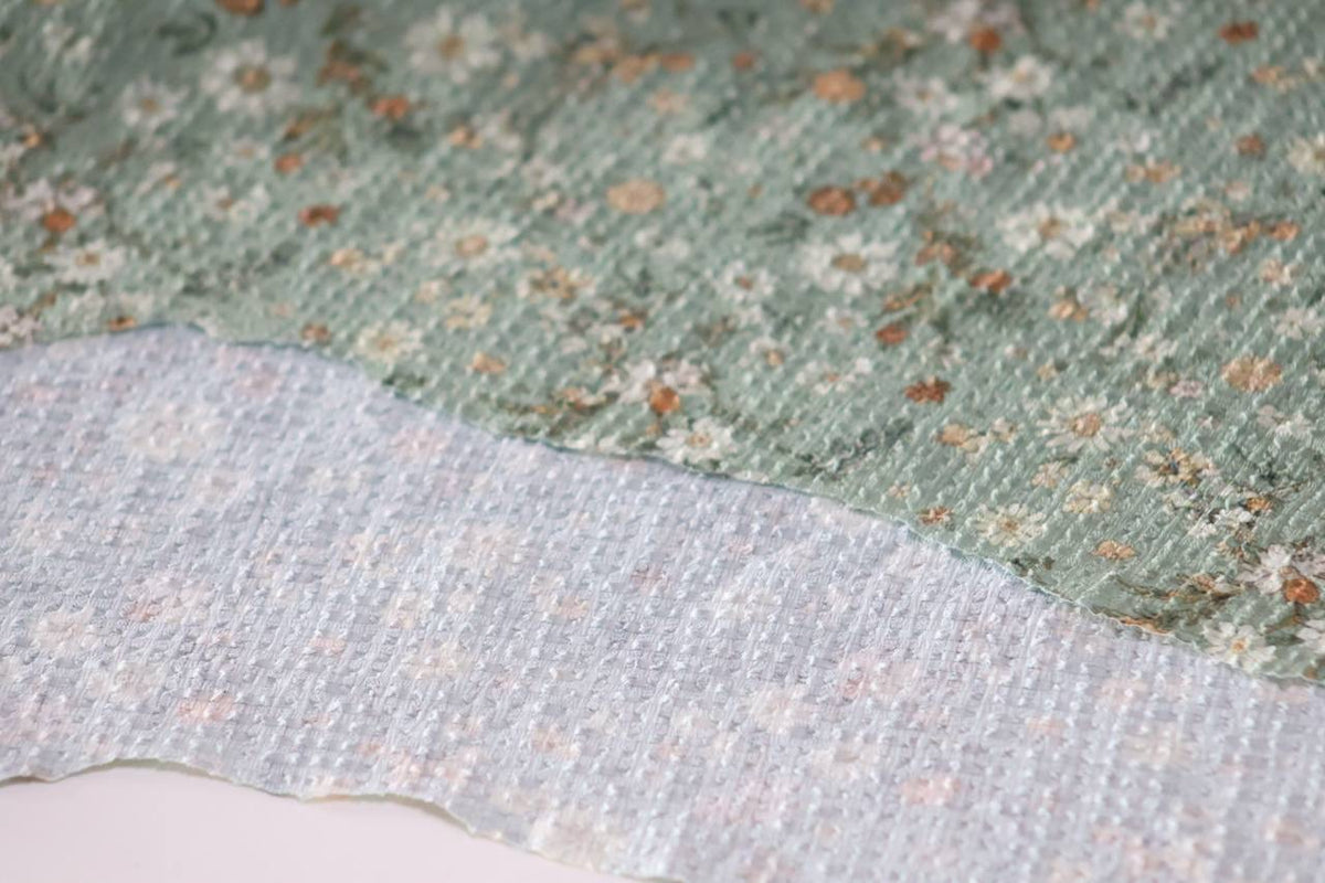 Exclusive Pucker Poly Sage Vintage daisy by the Half Yard