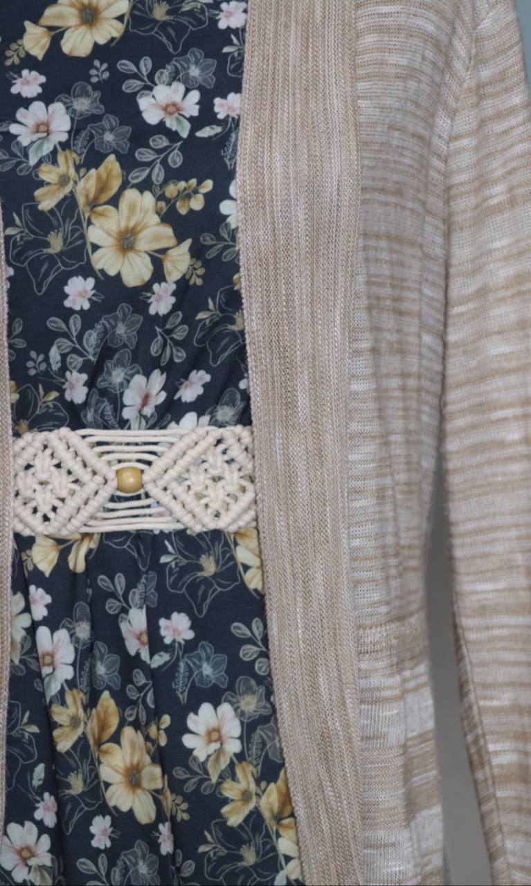 Linen Look Poly Black Graceful Cosmos  by the half yard