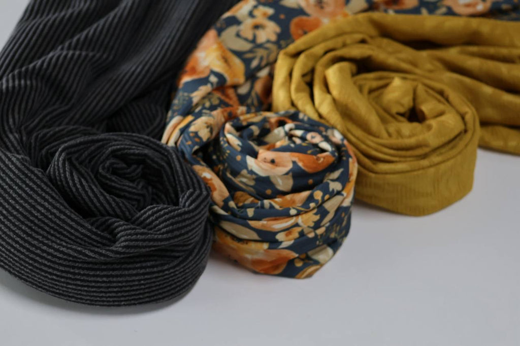 Exclusive Narrow Rib Charcoal & Gold Ranunculus by the Half Yard