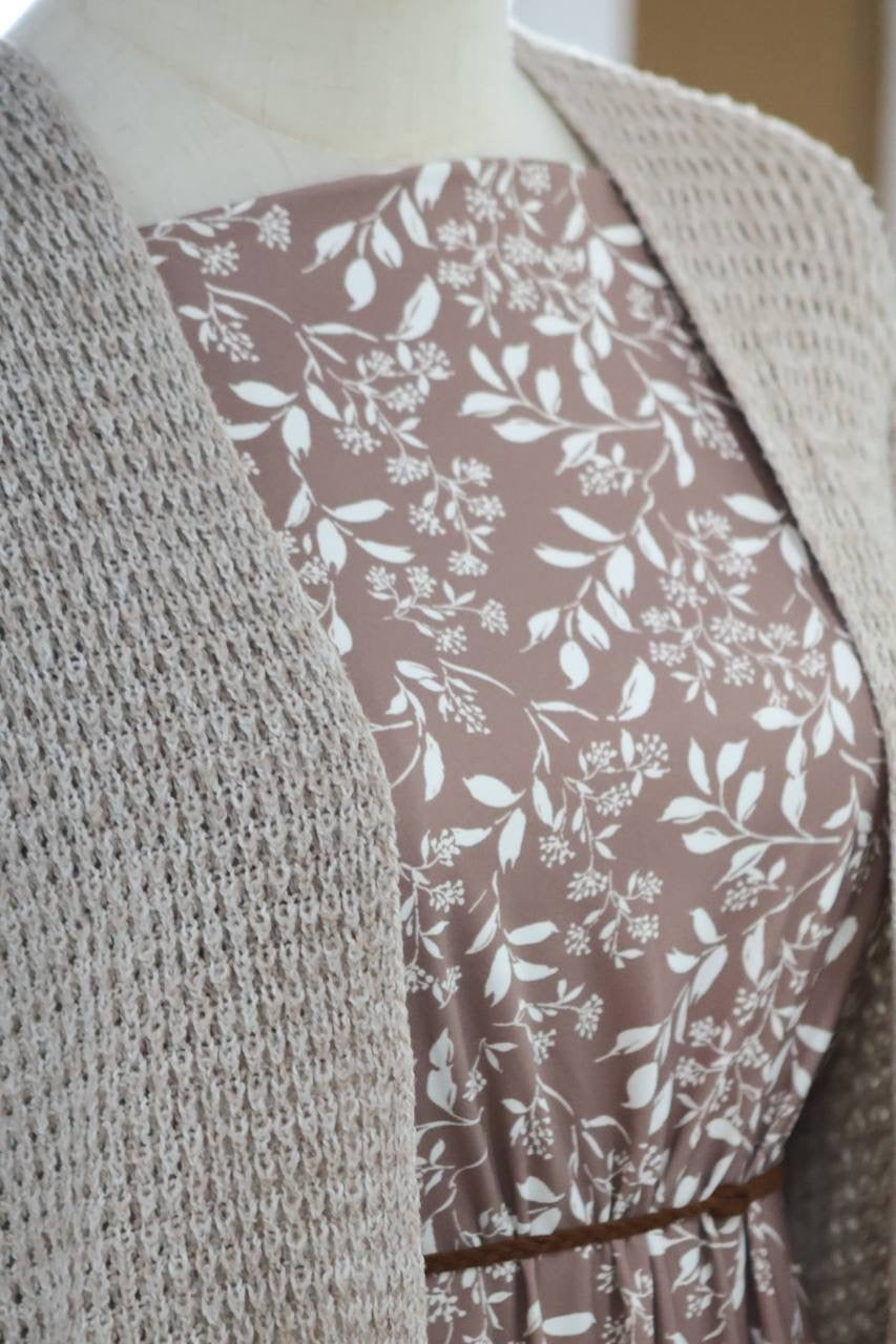 Exclusive Loulou Dusty Taupe Elegant Leaf by the Half Yard