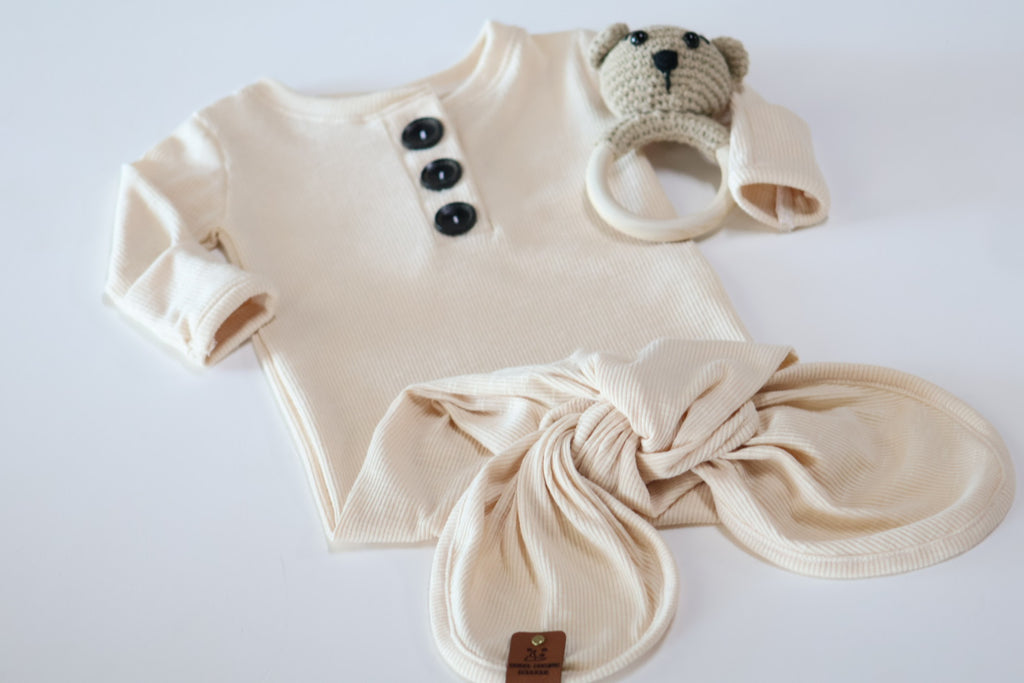 Oatmeal Heathered Reign rib Handmade Knotted Gown