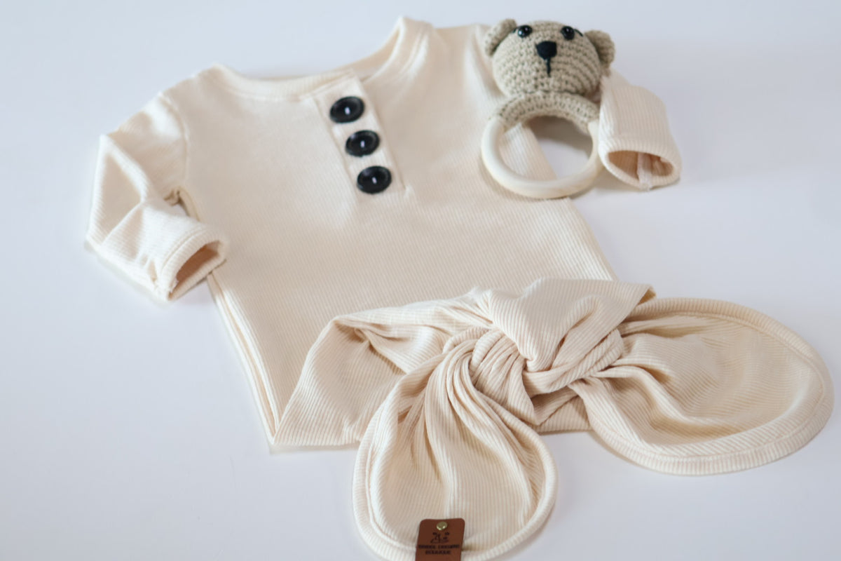 Oatmeal Heathered Reign rib Handmade Knotted Gown