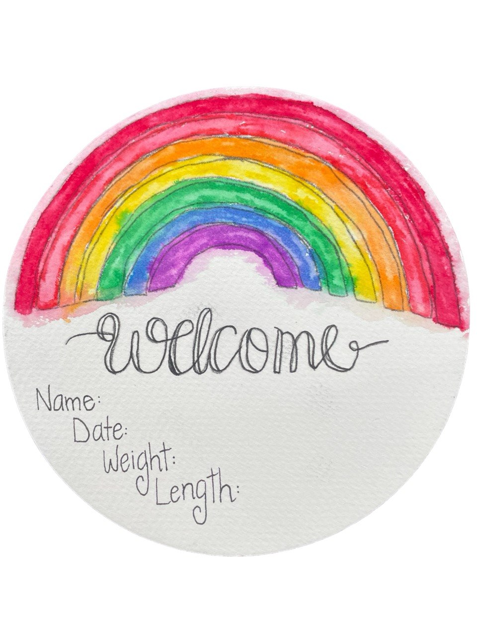 Hand Drawn Birth Stat “Rainbow”