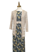 Linen Look Poly Black Graceful Cosmos  by the half yard