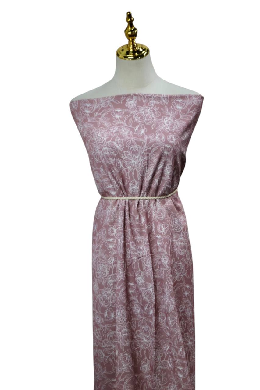 EXCLUSIVE Pineskin Ash Rose dainty floral sketch by the half yard