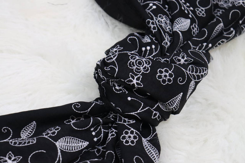 Black Textured Embroidery Design                                                                      Linen Look 100% polyester by the half yard