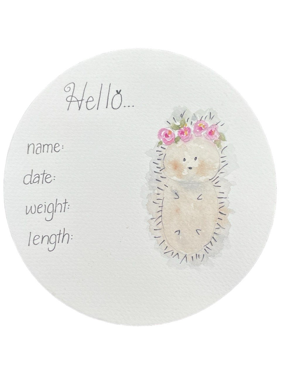 Hand Drawn Birth Stat “Pink Porcupine”