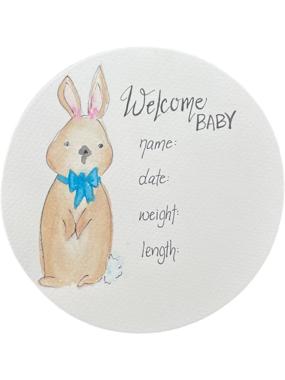 Hand Drawn Birth Stat “Blue Bunny”