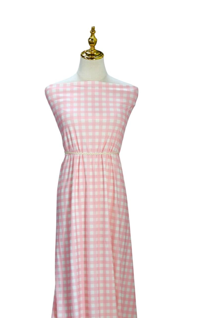 Narrow Rib Pretty Pink Gingham by the Half Yard