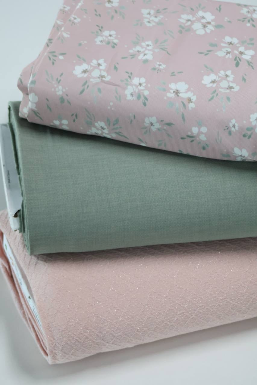 Exclusive Poly Pinstripe Rosewater Painted Cosmos by the Half Yard