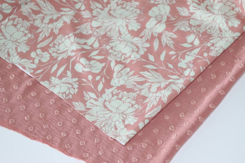 Butter Knit Salmon Timeless Peony by the Half Yard
