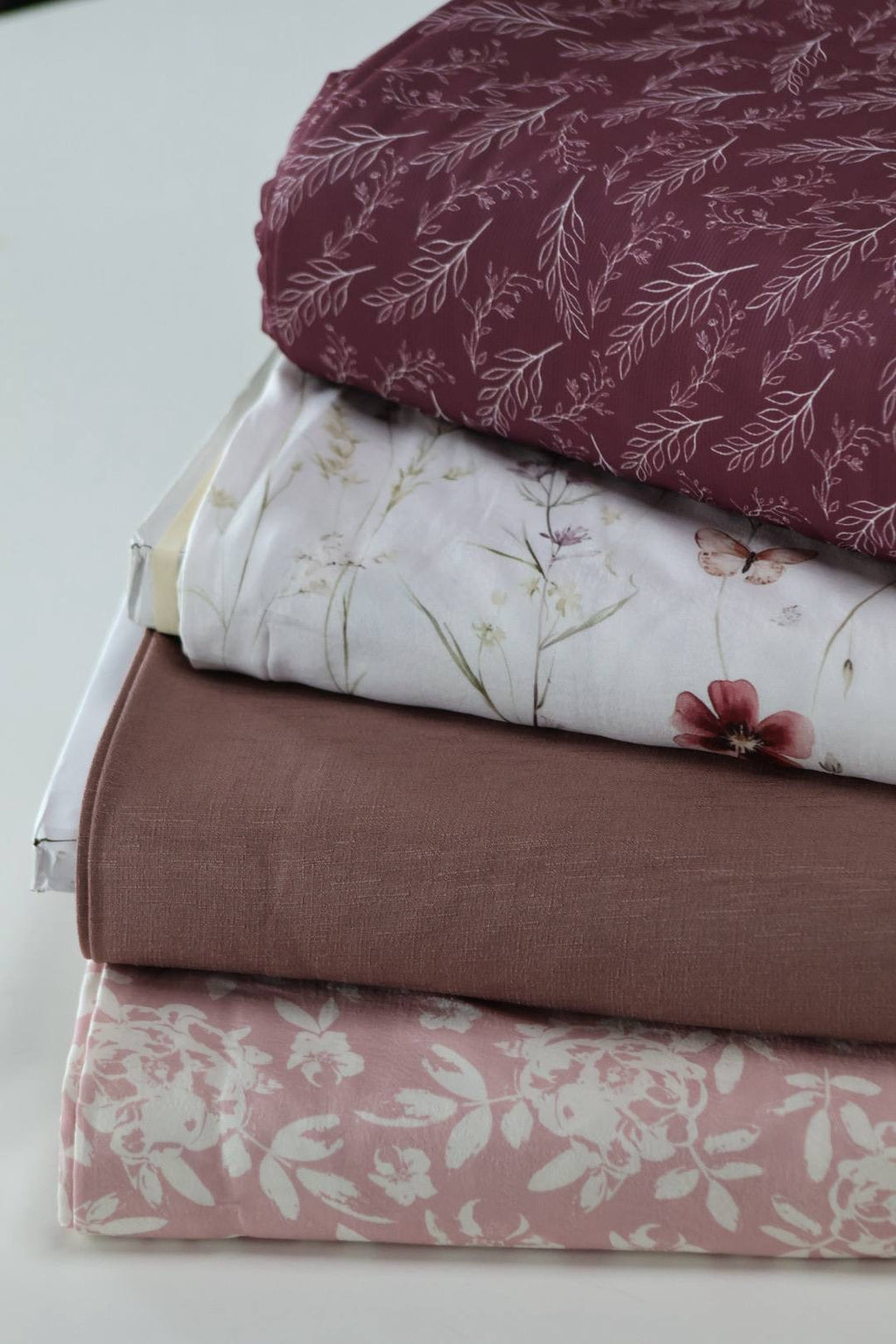 EXCLUSIVE Plum Poly Pinstripe Whispering Leaf by the Half Yard