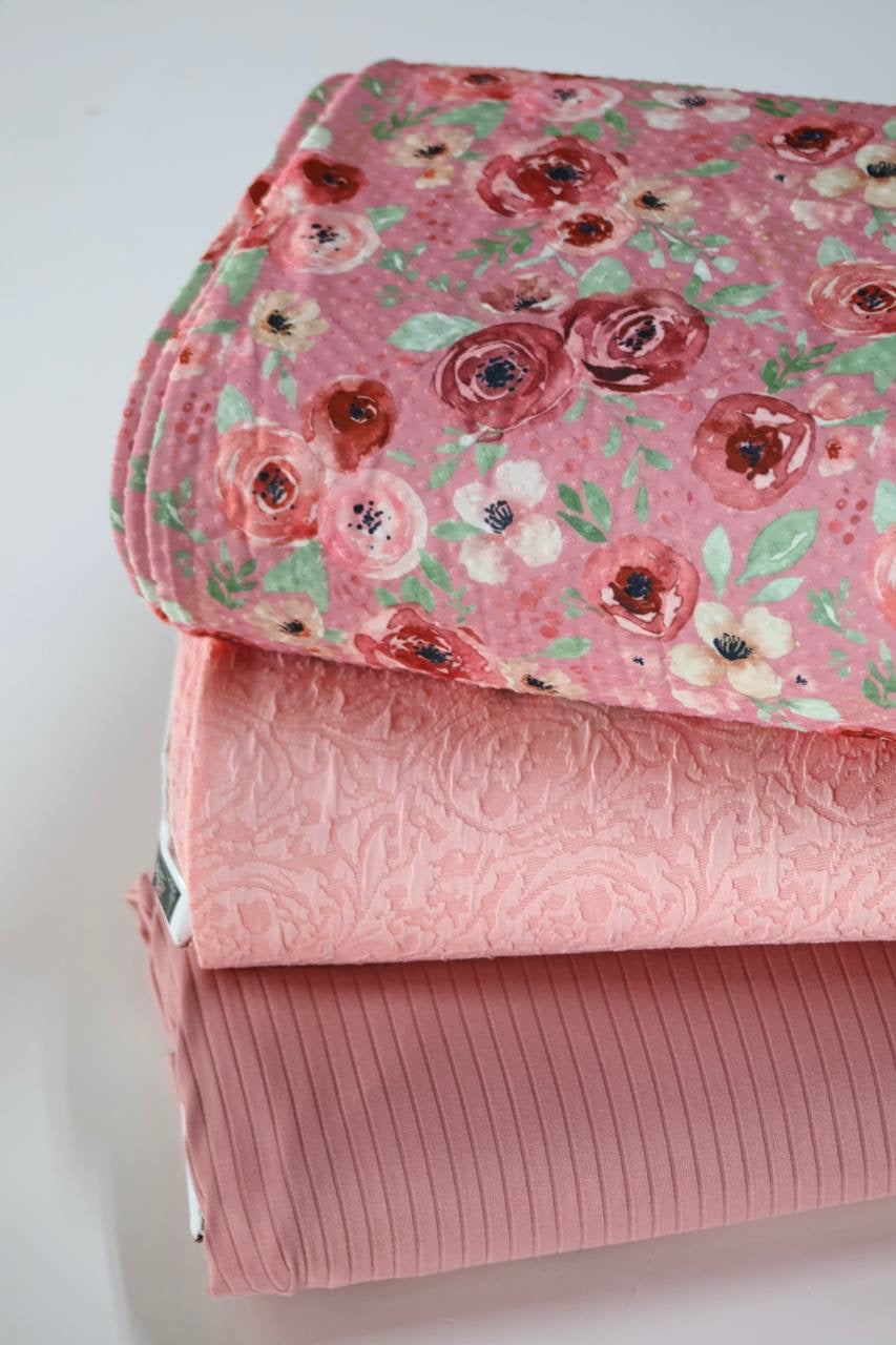 Exclusive Swiss Dot Knit Rose Berry Ranunculus by the Half Yard