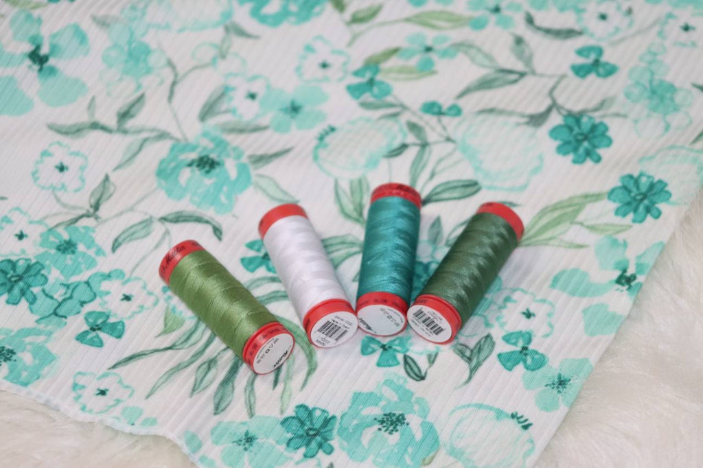 Narrow rib Turquoise Meadow Mist  by the half yard