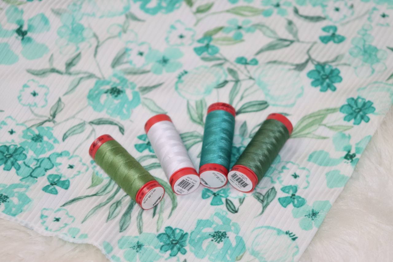 Narrow rib Turquoise Meadow Mist  by the half yard