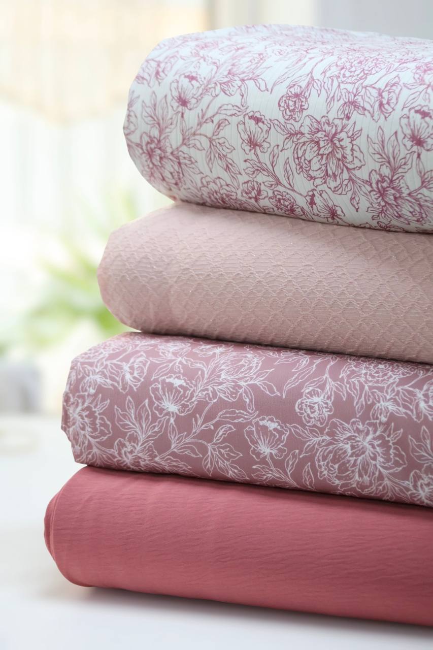 EXCLUSIVE Wide Rib pomegranate dainty floral sketch  by the half yard